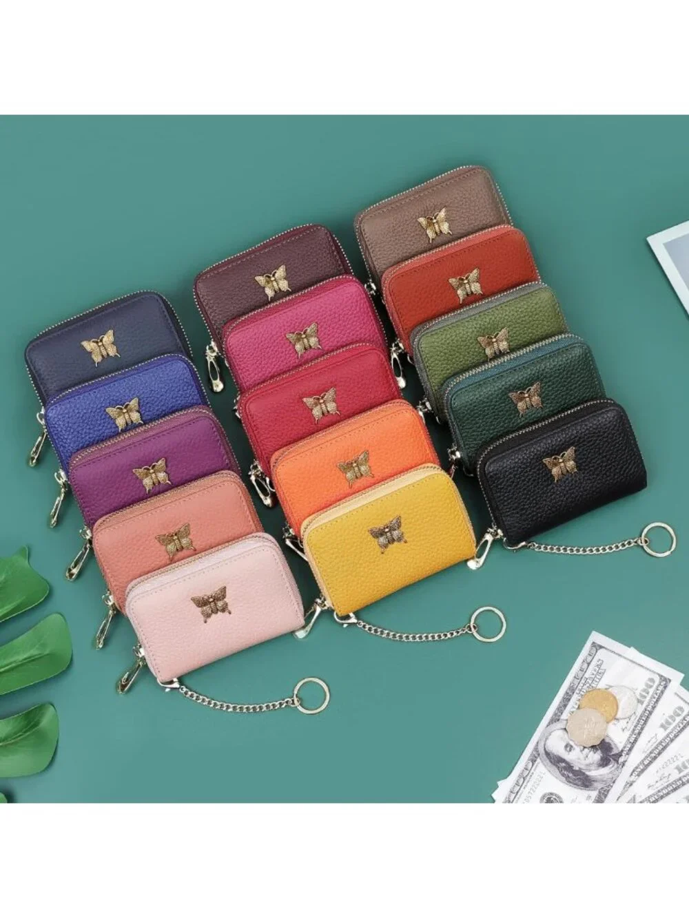 Stylish RFID Credit Card Holder Wallet for Women - Coral Pink Business Card Case